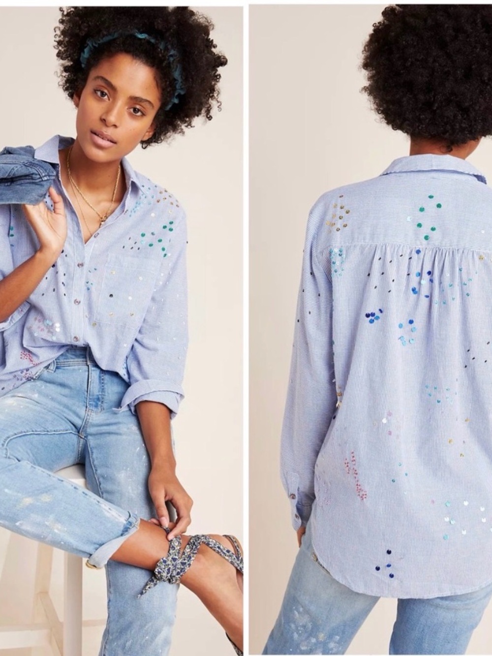 Anthropologie Pilcro "Cate" 1X Sparkle Button Down